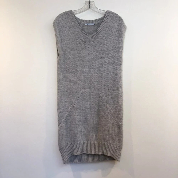 T by Alexander Wang Tan Acrylic Wool Knit Sleeveless Sweater Midi Dress Medium - Picture 2 of 7